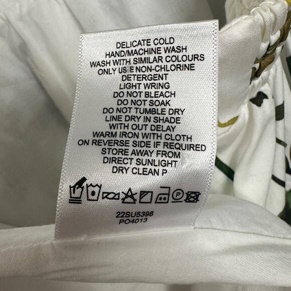 Aje Drift Puff Sleeve Cotton Mini Dress 6 AU 10 White Watercolor Garden Floral - Picture 8 of 14